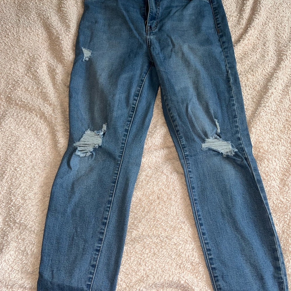 Fashion Nova Blue Skinny Distressed Jeans